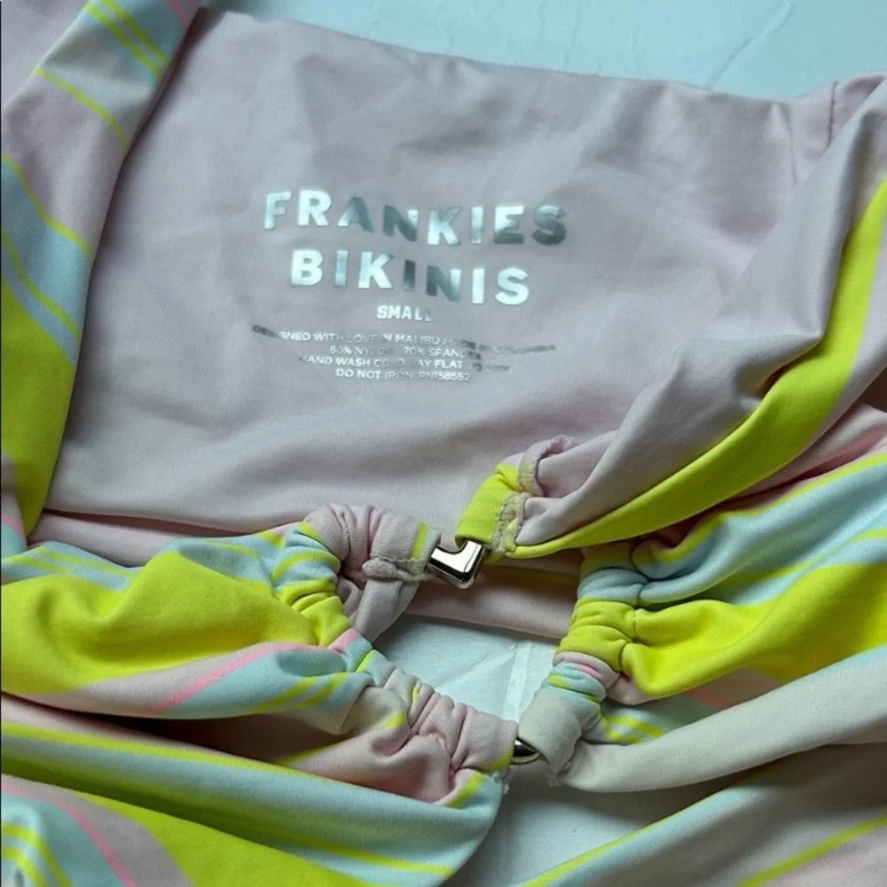 $190 Frankie’s bikinis Seraphina One Piece Swimsuit in summer stripe S